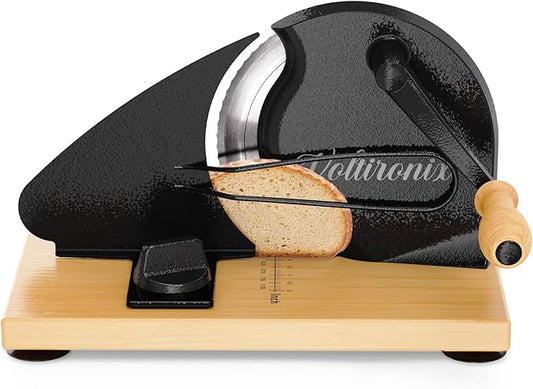 Upgrade Manual Bread Slicer for Homemade Sourdough Bread, Adjustable Thickness with Stainless Steel Serrated Blade, Even Slicing Guide, Non-Slip Suction Cups – Ideal for Home Kitchens and Bakeries