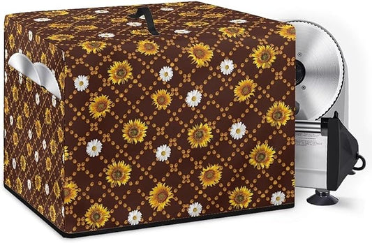 Meat Slicer Cover, Fit for Elite for Standard Meat Slicer, Dust-proof Meat Slicer Machine for Home Compatible with Food Slicer Commercial -16 L x 13 W x 13 H, Sunflower White Daisy Print