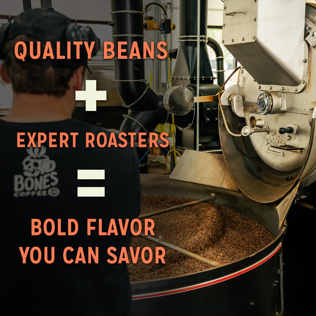 Bones Coffee Company Sweet Tater Swirl, Cinnamon Sweet Potato Flavored Coffee, Medium Roast Low Acid Arabica Beans Compatible with Auto drip and French Press Coffee Maker, 12 Oz Ground