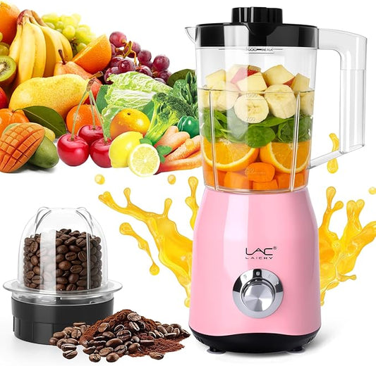 Blender for Smoothies,300W Personal Blender and Grinder Combo for Kitchen with a 54oz Portable Smoothie Cups,Shakes,Juices,Frozen Drinks and a 12oz Coffee Cup with Seal Cover (Pink)