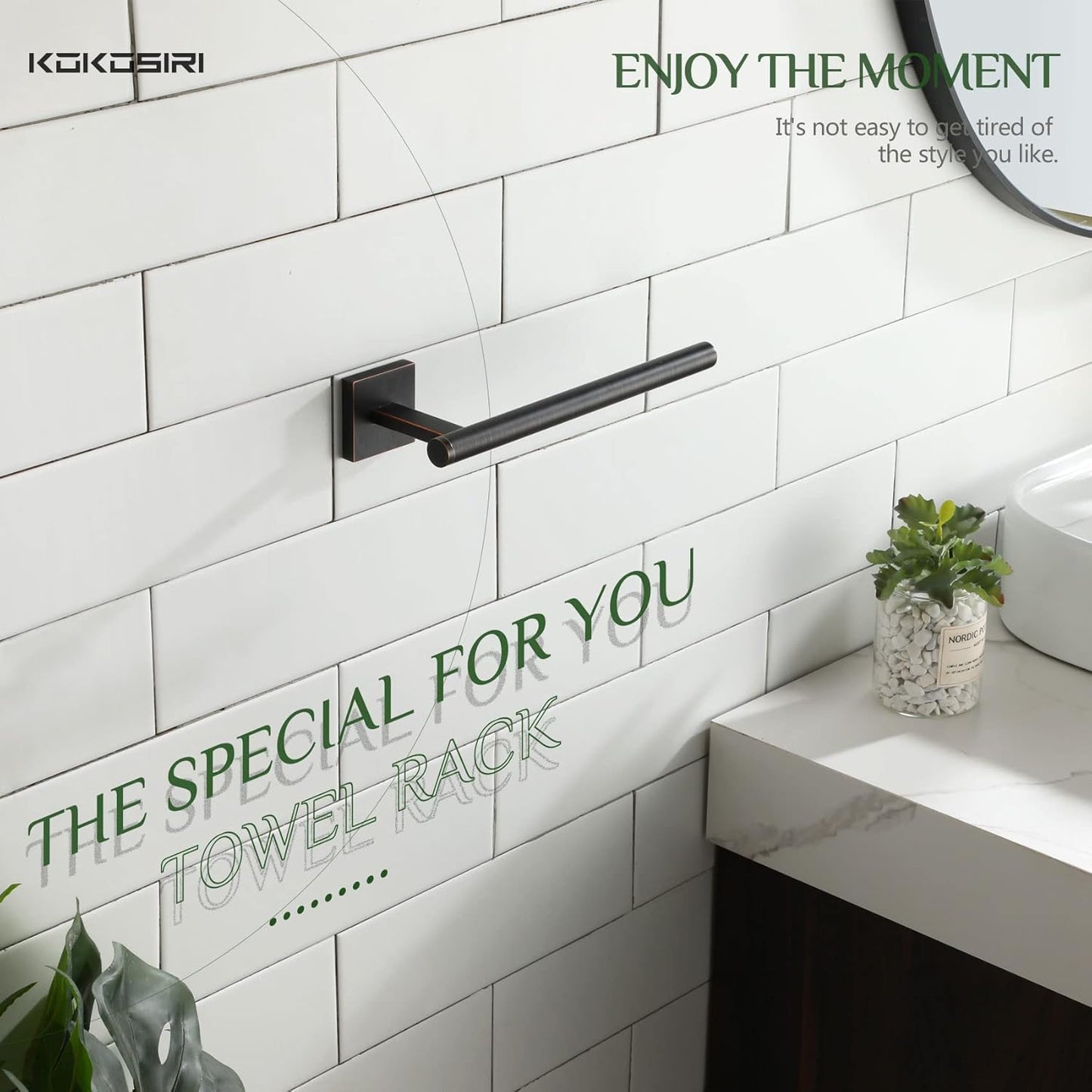 KOKOSIRI Bathroom Towel Bar Hand Towel Holders Wall Mounted Screw in Washroom Kitchen Rail Stainless Steel Bath Accessories Oil Rubbed Bronze, B3008ORB