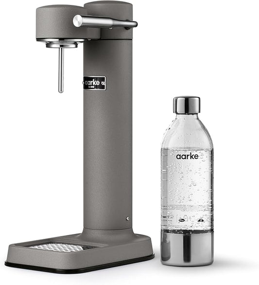 Aarke Carbonator lll, Sparkling & Carbonation Water Machine, Stainless Steel with PET BPA-Free Reusable Bottle Volume 1L/34 fl oz (Matte Grey)