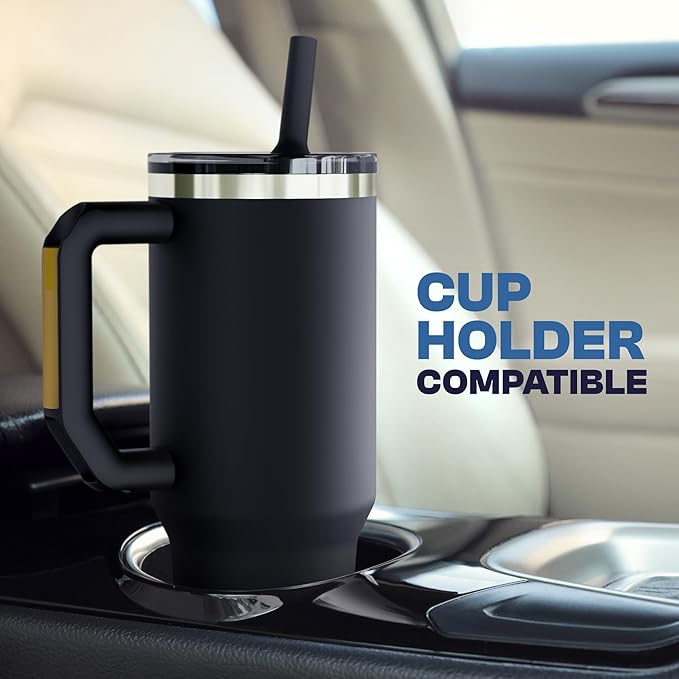Thicc Buddy - 40 oz Stainless Steel Vacuum Insulated Tumbler with Lid and Straw for Water - Travel Mug Cupholder Friendly - Gifts for Women Men Him Her (Blue Pencil)