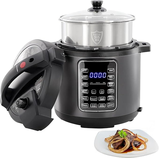6 Quart 11-in-1 Electric Pressure Cooker – Stainless Steel Multi-Cooker, Programmable Kitchen Appliance