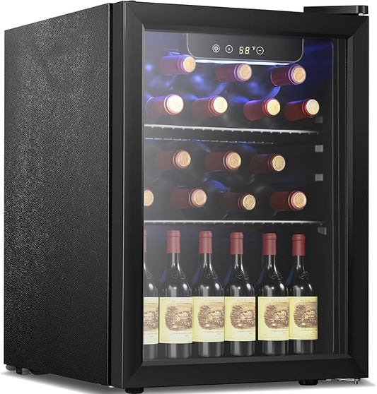 Antarctic Star Wine Cooler, Beverage Refrigerator,16 Bottle 68 Can Freestanding Wine Cellar Front Glass Door for Home and Bar, Digital Temp Control, Blue LED, 1.7 Cu.Ft.