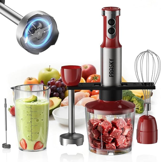 Immersion Blender Handheld 1200W, 20-speeds Immersion Hand Blenders, Hand Mixer with Mining Beaker,Chopper,Whisk, Frother, Stand and Stick Blender Suitable for Kitchen, Protein Shakes and Baby Food