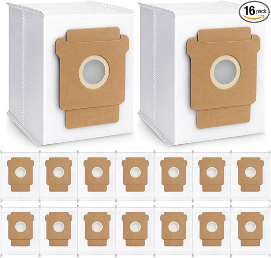 16 Pack Plus 405 Combo Dust Bags for Roomba Essential Q0520/Plus 405 Combo/Plus 505 Combo/Plus 504 Vac/Y0140 Combo/Y0110/Q0120/Q011/104 Combo/105 Combo/105 Vac/Max 705 Vac/205 Vac Dust Bag