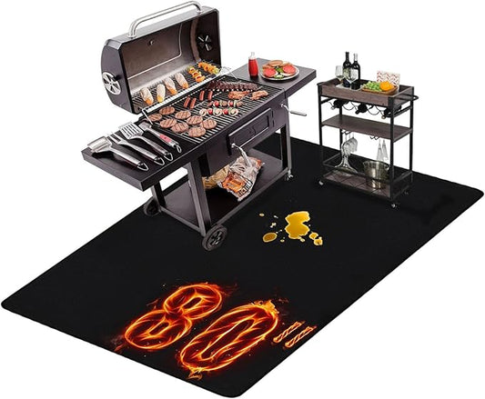 80X48 Inches Extra Large BBQ mats for outdoor grill - Fireproof Deck and Patio Protector, Waterproof and Oil-Proof Barbecue Grill Mat