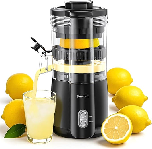 Electric Lemon Juicer, Hand-Free Citrus Juicer Machine with Cleaning Brush, Automatic Juice Squeezer for Lemon, Lime, Grapefruit, Pomegranate, One-Touch Operation & Easy Clean