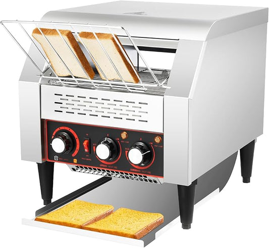 Commercial Stainless Steel Conveyor Toaster 300 Slices/Hour 2200W Heavy Duty Electric Industrial Belt Toasters Oven with Three Baking Modes for Home & Restaurant Use