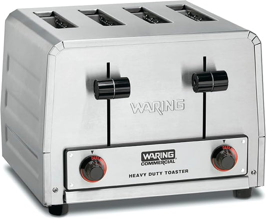 Waring Commercial WCT800RC 4-Slice Heavy Duty Commercial Pop-Up Toaster, 120V, 1800W, 5-15 Phase Plug