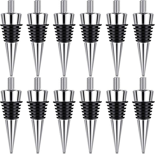 12 Pieces Metal Bottle Stopper 16 x 3/8 Blank Stainless Steel Wine Bottle Stopper Kit Reusable Wine Saver Corks Chrome Bottle Stopper Set Hardware for Wedding Wine Party Bar Turning