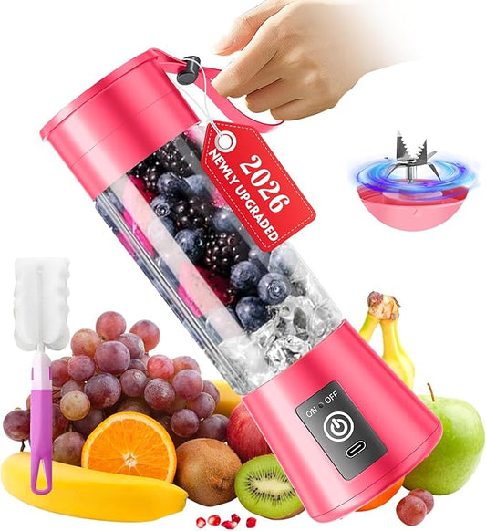 Cordless Portable Personal Size Blender - Mini Blender Make Smoothies and Shakes, 380Ml BPA Free Travel Cup, Powerful Blending Suit in Office/Home/Gym, Mother's Day