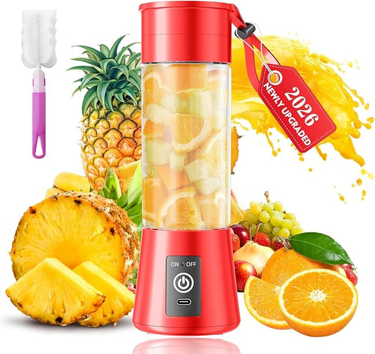 Portable Blender for Smoothies & Shakes - Cordless Personal Size Blender with 6 Blades, 380Ml Juice Cup, Lightweight & Rechargeable, Freshly Squeezed for Picnic/Sports/Office, Mother's Day