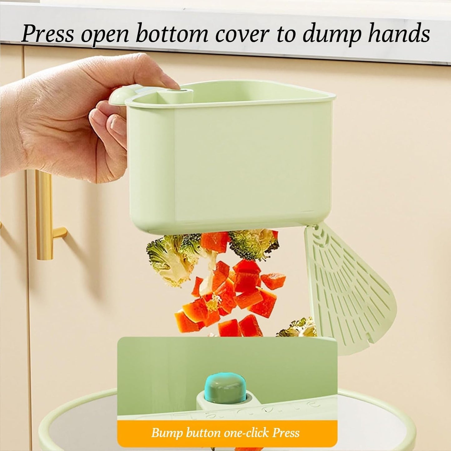 Suction Cup Sink Corner Rack, 2025 Upgraded Automatic Dumping Sink Strainer Basket, Suction Cup Press Sink Drainer Basket, No Drilling Corner Sink Strainer for Food Waste (Yellow, 1Pc)