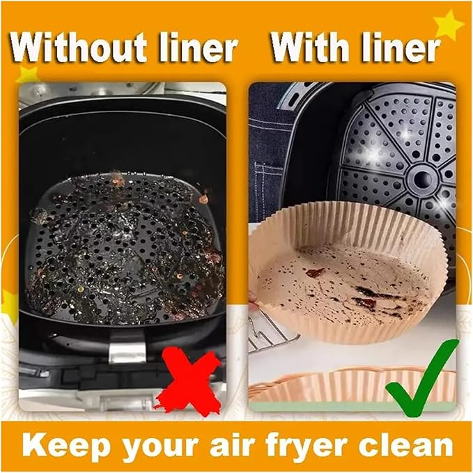 Large Air Fryer Disposable Paper Liners Nonstick 23cm Oven Airfryer Parchment Baking Paper ，Compatible For Ninja，Compatible For COSORI ，Grill Cooking Basket(20cm square,100 Pcs)