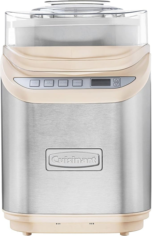 Cuisinart ICE-70CRM 2-Quart Cool Creations Ice Cream, Frozen Yogurt, Gelato and Sorbet Maker, LCD Screen with Countdown Timer, Makes Frozen Treats in 20-Minutes or Less, Cream