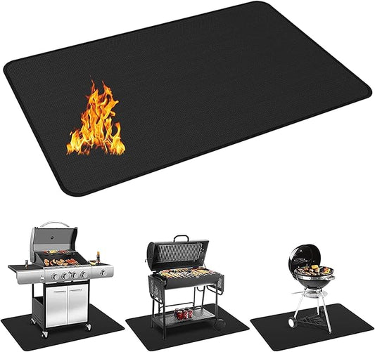 90 x 48 inch Under Grill Mats for Outdoor Grill, Double-Sided Fireproof Deck and Patio Protector Mat, BBQ Mat for Under BBQ, Waterproof Oil-Proof Grill Floor Pads Fire Pit Mat Fireplace Mat