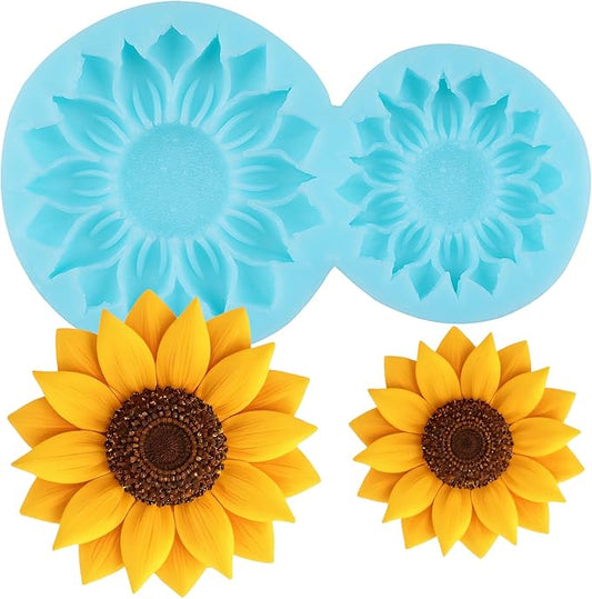 Sunflower Silicone Molds 3D Flower Fondant Mold for Cake Decorating Cupcake Topper Chocolate Candy Gum Paste Polymer Clay