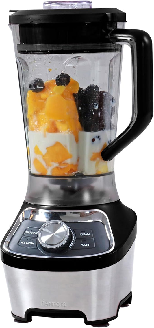 Kenmore Countertop Blender – Electric Mixer for Smoothies, Ice Crush & Pulse Function, Heavy Duty Tritan plastic Pitcher licuadora With 6 Speed, Kitchen Appliance, Dishwasher-Safe Jar, Black