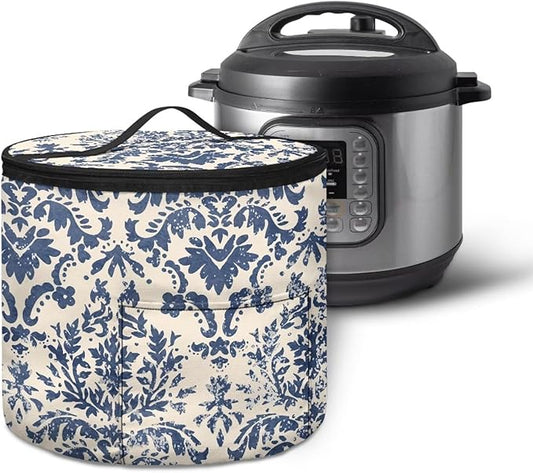 Electric Damask Flower Pressure Cooker Insulation Bag for Home Reusable Pressure Cooker Storage Bag Retro Kitchen Appliance Dust Cover for Picnic