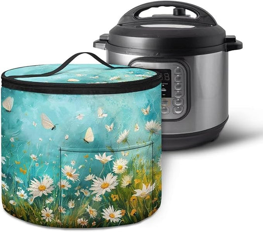 Butterfly Daisy Electric Pressure Cooker Insulation Bag Smooth Flat Surface Pressure Cooker Storage Bag with Handle and Pockets