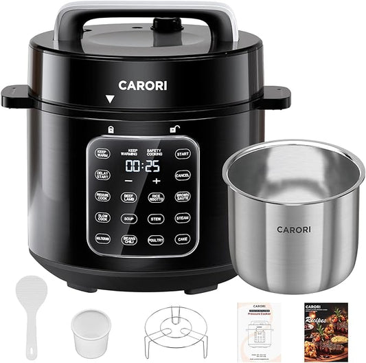 Electric Pressure Cooker 6 Qt, 9 Functions Programmable Instant Pot with IMD Touchscreen, Rice Cook, Slow Cook, Steam, Sauté, Warm, 16+ Safety Features, 1000W Black