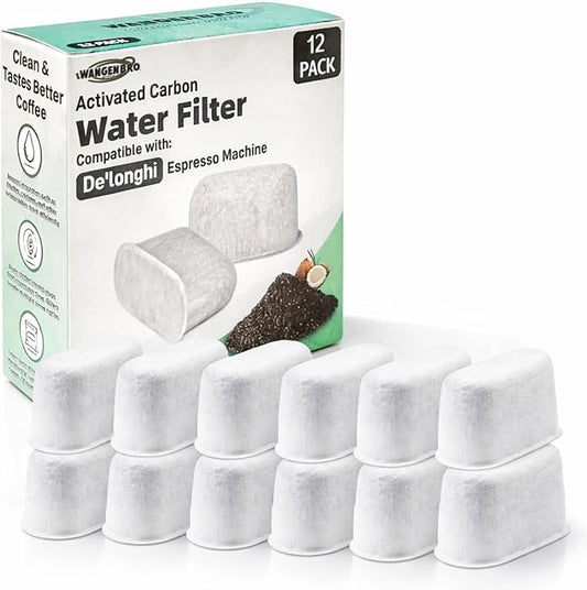 12 Pack Activated Charcoal Water Filter for Delonghi Espresso Machine COM530M, COM532M, BCO430 and More | Compatible with Delonghi Filter Replacement Accessories 7313285779