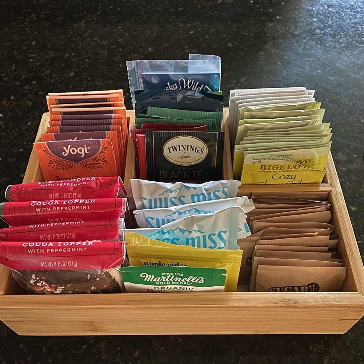 Tea Bag Holder and Storage Organizer - Sugar Packet and Coffee Station Condiment Organizer
