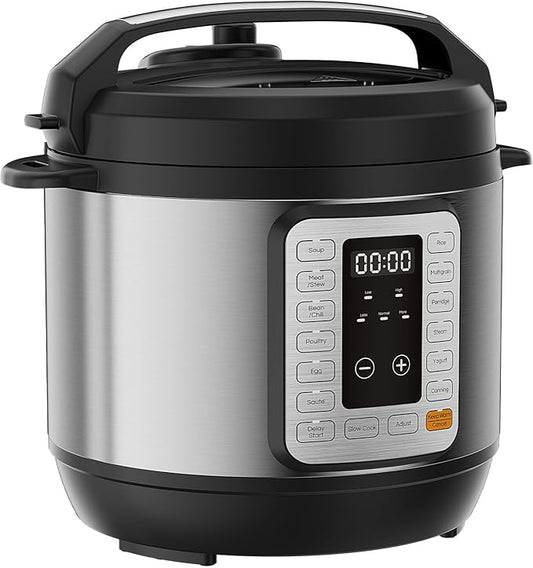 Sweetcrispy 16-in-1 Electric Pressure Cooker 8QT, 12-Preset Multi Cookers with Ceramic Pot, Slow Cook Rice Steamer Sauté Soup Yogurt Maker and More, Recipe Book