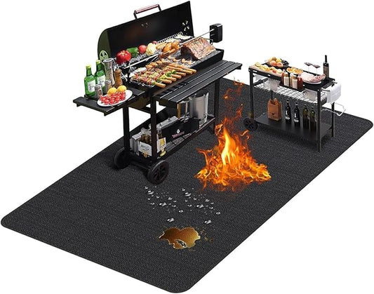 48 x 30 inches Under Grill Mats for Outdoor Grill | Double-Sided Fireproof | Waterproof | Oil-Proof | Easy to Clean | Indoor Fireplace/Fire Pit Mat | Quality BBQ Mat for Deck Patio Lawn
