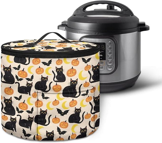 Halloween Electric Pressure Cooker Insulation Bag Effective Insulation Pressure Cooker Handbag Keep Your Cooker Dust Free, Pumpkin Moon Black Cat