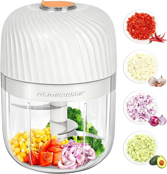 Electric Garlic Chopper, Portable Veggie Chopper, 350ML Garlic Grinder Masher Onion Grinder, Blender to Vegetable, Cordless Food Processor for Ginger, Chili, Fruit, Meat, Spices, Beans-New