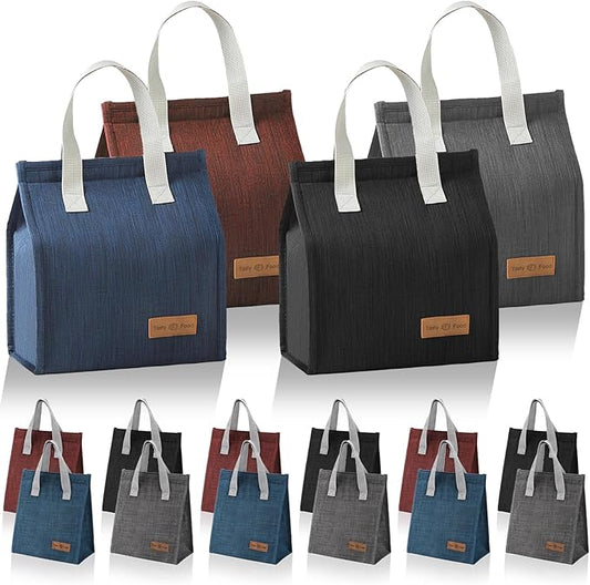 12 Pack Lunch Bag for Men & Women, Reusable Insulated Lunch Tote Bags, Waterproof Cooler Lunch Bag, Leak-Proof Portable Lunchbox with Large Capacity for School Office Picnic Travel, 4 Color