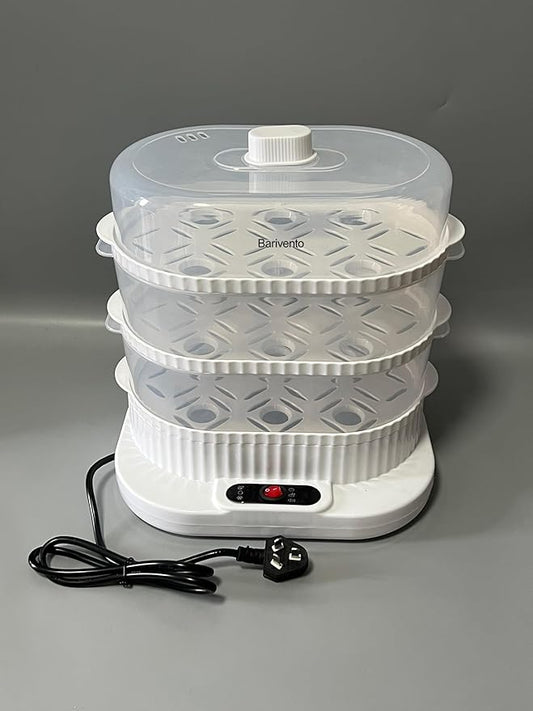 Barivento Electric Food Steamers, Electric Vegetable Steamer with 3-Tier Stackable Trays, Food-Grade Food Steamer for Cooking