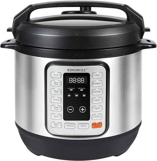 KINGBULL 12-in-1 Electric Pressure Cooker, Instant Multi-Use Non-Stick Pot, Slow Cooker, Rice Cooker, Steamer, Sauté, Yogurt Maker, Warmer &Delay Start,LED Screen& Manual(6QT)