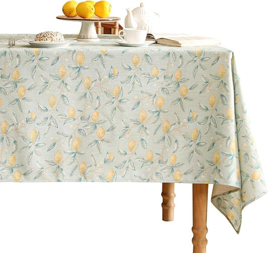 patdrea Designer Linen Green Small Square Tablecloth,Vintage Yellow Flowers Pattern Farmhouse Table Cloth,Home Table Cover Decor for Kitchen Dining Christmas,Thanksgiving,Party,55"x55"-Ania a