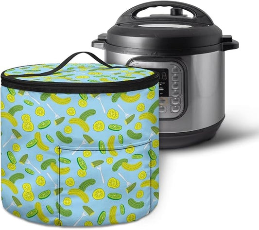 Electric Pressure Cooker Insulation Bag Hand Washable Pressure Cooker Storage Bag Protective Hood with Pocket, Fork Pickled Cucumber