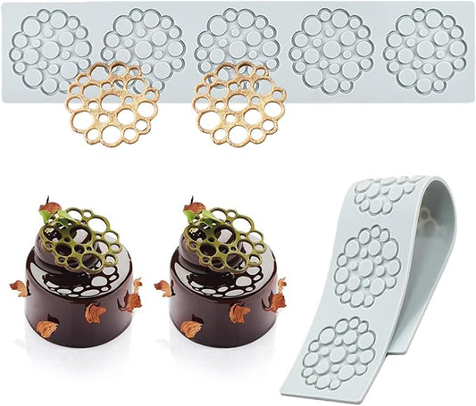 Tuile Molds Silicone (2 PCS) Lace Fondant Molds Set with Hollow 3D Beehive Candy Molds for Baking, Resin, Polymer Clay, Sugar Craft Dessert Cupcake Cake Decorating