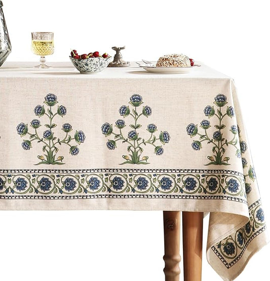 patdrea Designer Small Blue Square Tablecloth Table,Vintage Linen Leaves Floral Pattern Floral Tablecloths,Table Cover Cloth Fall Decor for Kitchen Dining Christmas,Thanksgiving,55"x55"-Ivar B