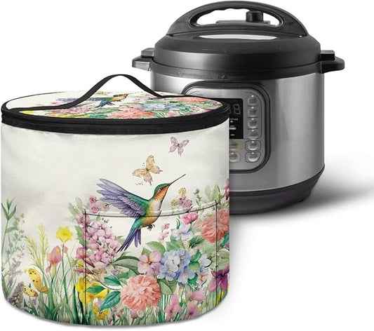 Hummingbirds Electric Pressure Cooker for Picnic Wildflowers Insulation Handbag Accessories Pockets Pressure Cooker Storage Bag Kitchen Decor