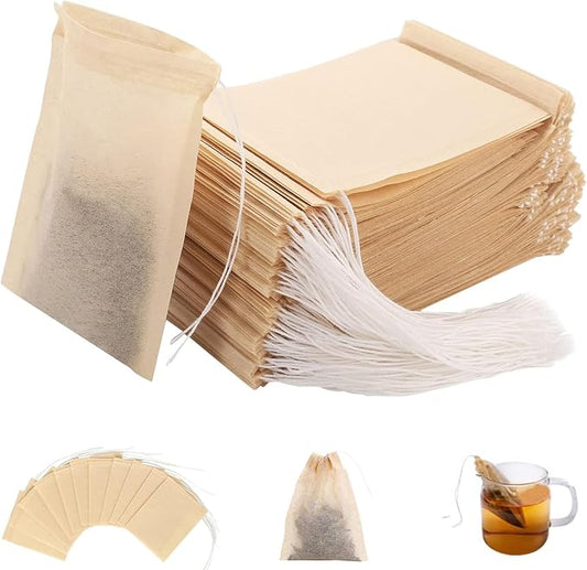 200Pcs Tea Filter Bags, Disposable Tea Filter Bags for Loose Leaf Tea from Safe Natural Materials, Empty Tea Bags Suitable for Loose-Leaf Tea, Coffee, Spices, Herbs (3.54 x 2.75 inch)