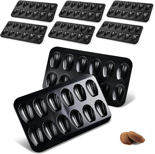 8pc Nonstick Madeleine Pan for Baking, 12-Cavity Shell Shape Cake and Cookie Mold Tray, Carbon Steel Cookie Molds, Send Goods from Local Warehouse (8 PC)