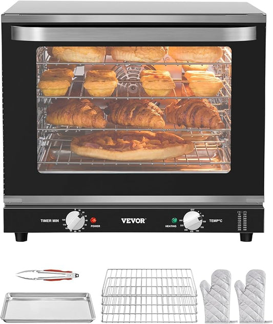 VEVOR Commercial Countertop Oven, 66L 4-Tier Toaster Ovens with Tempered Glass Door, Wire Racks Clip Tray Gloves, 2800W Electric Stainless Steel Baking Ovens for Restaurant Bakery (AC208~240V,60Hz)