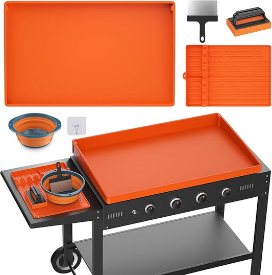 Silicone Griddle Cover Set for Blackstone 36" with 16" Blackstone Griddle Accessories, Cleaning Brush | Heavy Duty Food-Grade Grill Mats Accessories | All Season Protection from Dirt Rust