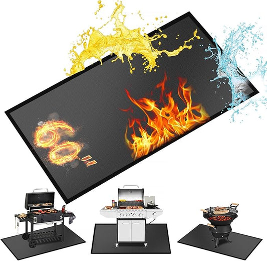 60 ×32 inches Fireproof Hearth Mats for Fireplaces Fire Resistant/ Rectangle Fire Pit Mat, Fireproof Grill Pads-Under Grill Mat -Protective Mats for Deck Patio Outdoor Charcoal, Smokers, Gas Grills