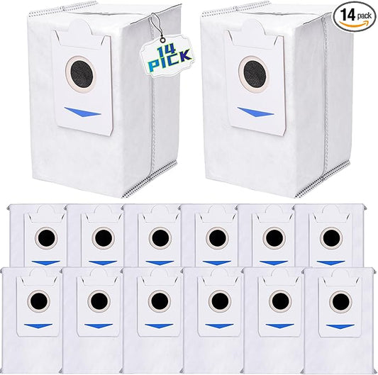 14Pcs Dust Bags Replacement for Ecovacs T30S(Not Combo) X2/X2 Pro/X2 Omni/X5 Omni Robot Vacuum Cleaner, 3L Large Capacity Disposable Replacement Bags