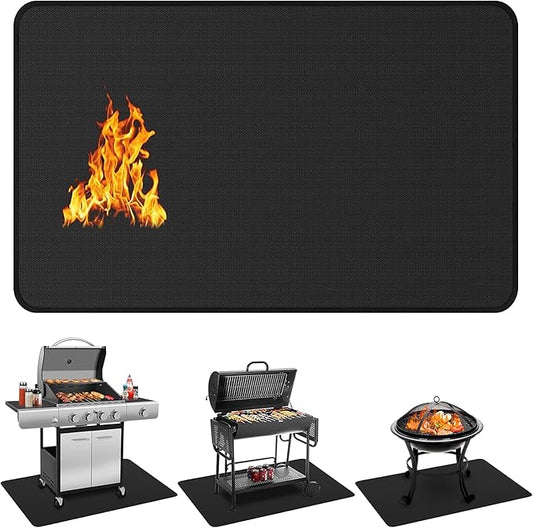 75 x 40 inch Under Grill Mats for Outdoor Grill, Double-Sided Fireproof Deck and Patio Protector Mat, Waterproof Oil-Proof BBQ Floor Pad Indoor Fire Pit Fireplace Mat