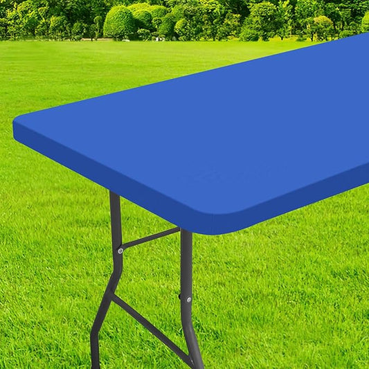 homing Rectangle Table Cloth Cover, Waterproof Polyester Elastic Fitted Tablecloth, Fits for 5 Foot Folding Tables, Washable Table Protector for Picnic, Camping, Outdoor (Blue, 30" x 60")