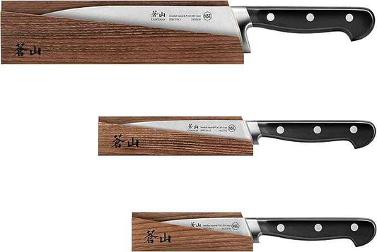 Cangshan TV2 Series 1023015 Swedish 14C28N Steel Forged 3-Piece Starter Knife Set with Wood Sheaths
